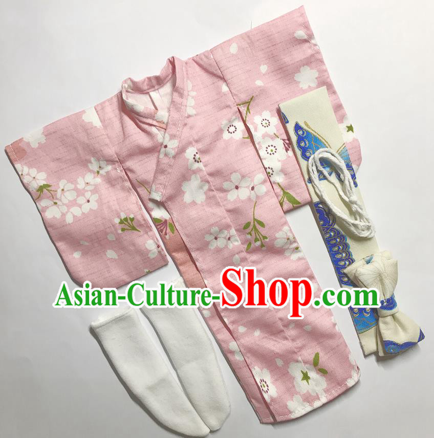 Customize Lady Pink Kimono Handmade BJD Doll Costume Top Super Dollfie Japanese Female Clothing