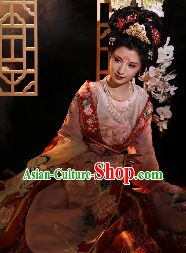 China Tang Dynasty Court Woman Costumes Traditional Hanfu Qiyao Dress Ancient Empress Red Clothing
