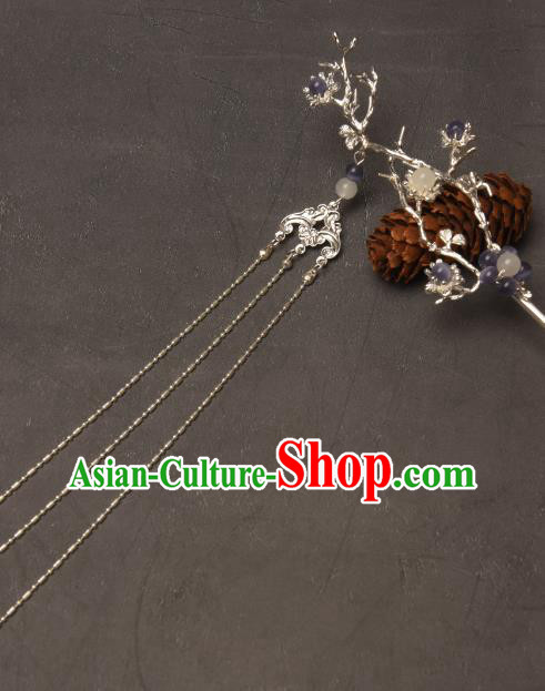 Chinese Ancient Princess Tassel Hairpin Top Hanfu Hair Jewelry Handmade Golden Branch Headgear