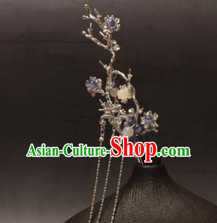 Chinese Ancient Princess Tassel Hairpin Top Hanfu Hair Jewelry Handmade Golden Branch Headgear