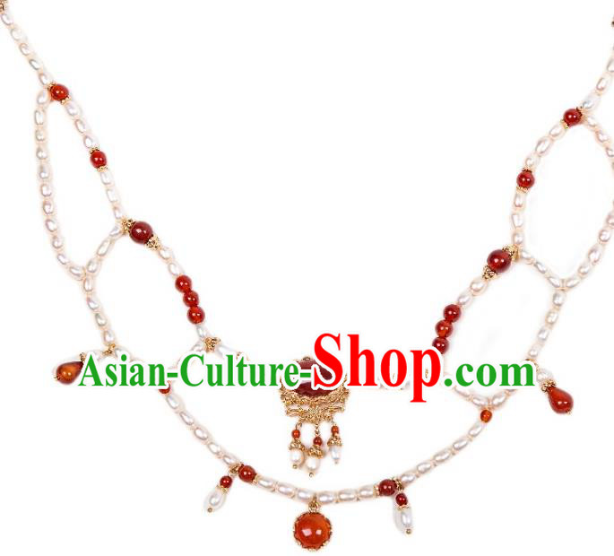 Handmade Pearls Necklace Chinese Ancient Empress Jewelry Top Hanfu Court Woman Necklet