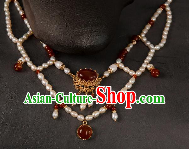 Handmade Pearls Necklace Chinese Ancient Empress Jewelry Top Hanfu Court Woman Necklet