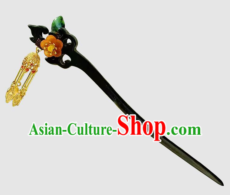 Cheongsam Jade Hair Jewelry Christmas Gift Chinese Handmade Ebony Hairpin Traditional Hanfu Hair Stick