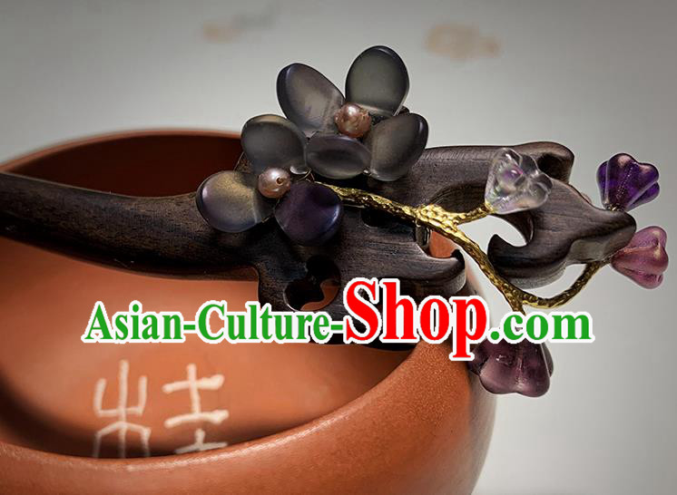 Chinese Hanfu Ebony Hairpin Traditional Ebony Hair Stick Cheongsam Hair Jewelry Handmade Christmas Gift