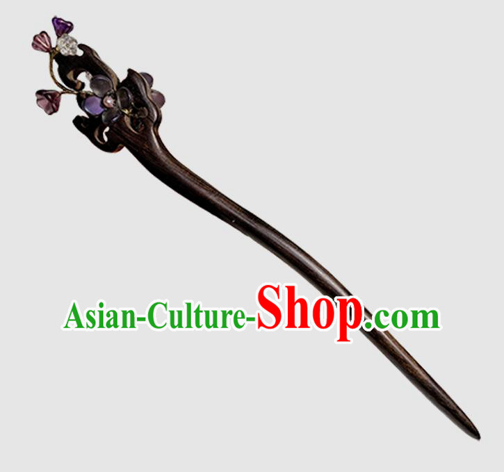 Chinese Hanfu Ebony Hairpin Traditional Ebony Hair Stick Cheongsam Hair Jewelry Handmade Christmas Gift