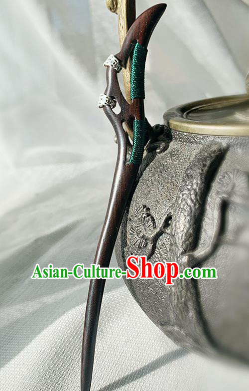 Handmade Cheongsam Hair Jewelry Christmas Gift Chinese Hanfu Ebony Hairpin Traditional Taoist Headgear