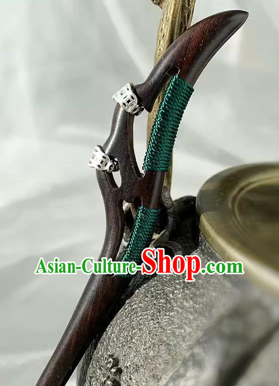 Handmade Cheongsam Hair Jewelry Christmas Gift Chinese Hanfu Ebony Hairpin Traditional Taoist Headgear