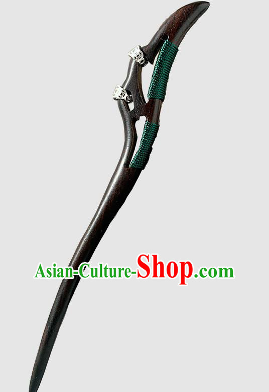 Handmade Cheongsam Hair Jewelry Christmas Gift Chinese Hanfu Ebony Hairpin Traditional Taoist Headgear