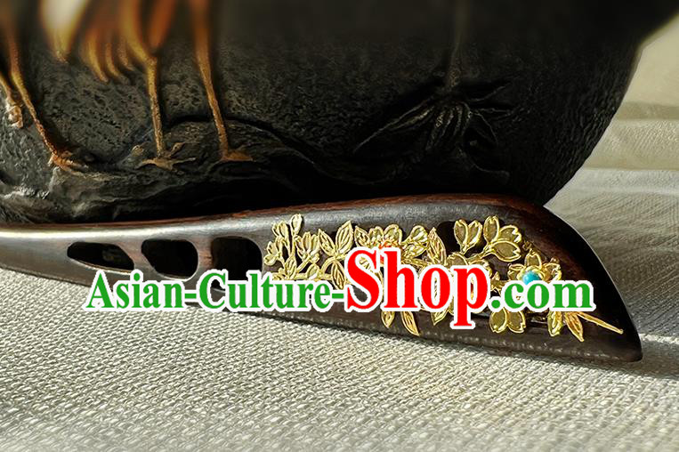 Chinese Handmade Ebony Hairpin Traditional Hanfu Wood Hair Stick Cheongsam Hair Jewelry Christmas Gift