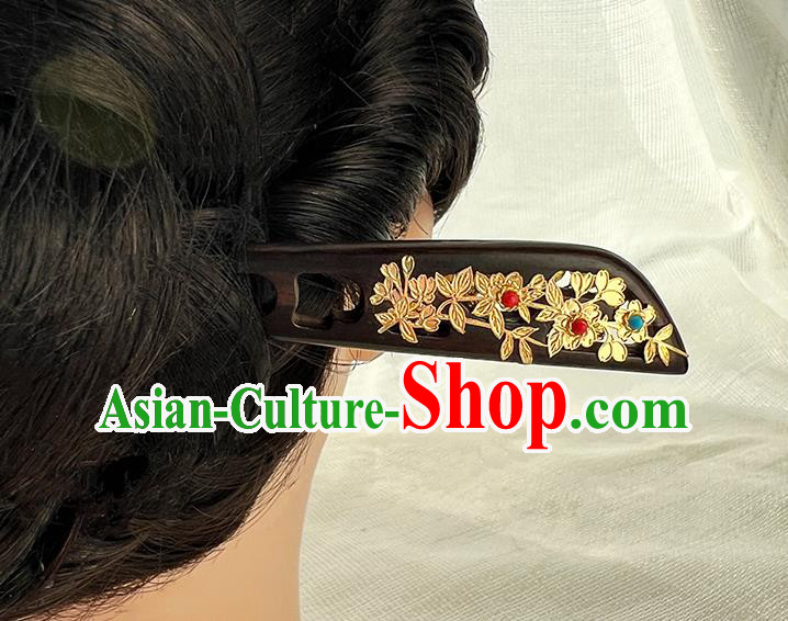 Chinese Handmade Ebony Hairpin Traditional Hanfu Wood Hair Stick Cheongsam Hair Jewelry Christmas Gift