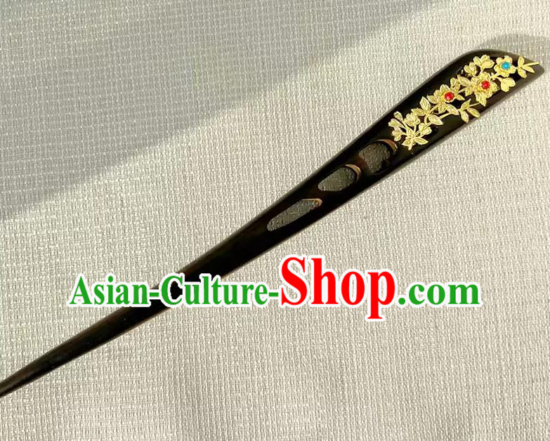 Chinese Handmade Ebony Hairpin Traditional Hanfu Wood Hair Stick Cheongsam Hair Jewelry Christmas Gift