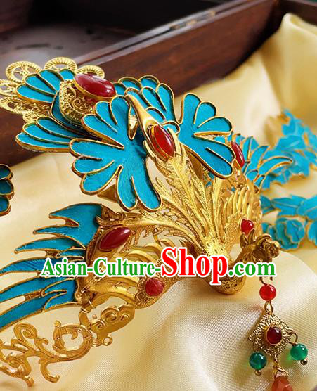 Chinese Traditional Hanfu Hair Jewelry Handmade BJD Phoenix Crown Tang Dynasty Empress Headgear