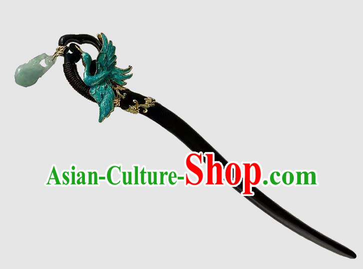 Traditional Ebony Hairpin Cheongsam Hair Jewelry Handmade Christmas Gift Chinese Hanfu Cloisonne Crane Headgear