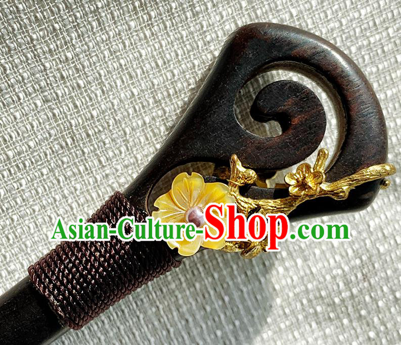 Handmade Christmas Gift Chinese Hanfu Headgear Traditional Ebony Hairpin Cheongsam Hair Jewelry