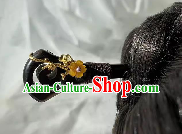 Handmade Christmas Gift Chinese Hanfu Headgear Traditional Ebony Hairpin Cheongsam Hair Jewelry