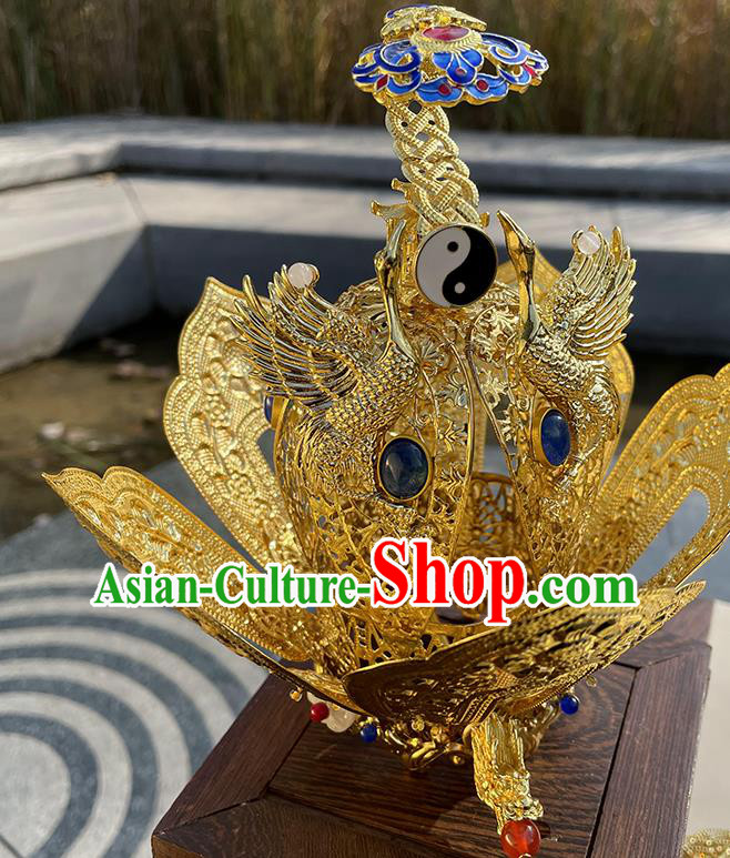 Chinese Taoism Master Headgear Traditional Taoist Priest Lotus Crown Handmade Tai Chi Hat