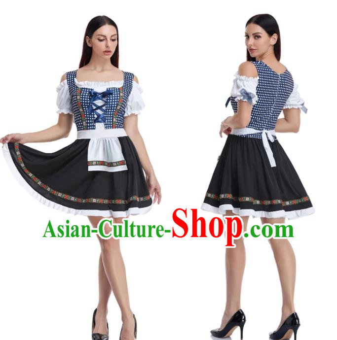 Traditional Bavarian Clothing German Beer Waitress Brown Dress European Munich Stage Performance Costume