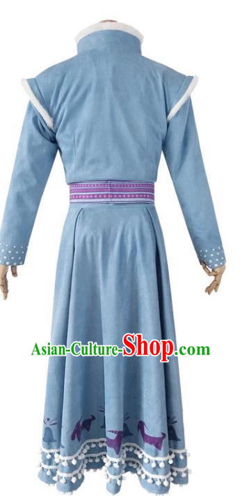Christmas Stage Performance Costume European Retro Clothing Top England Princess Blue Velvet Dress