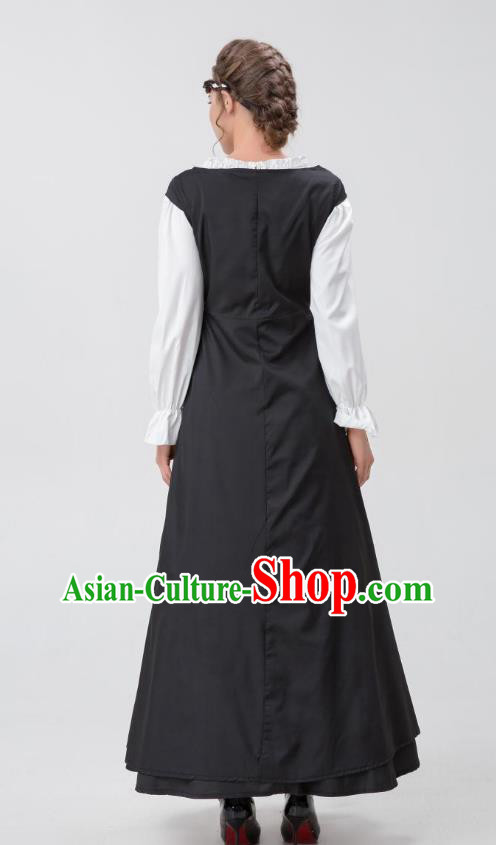 European Medieval Costume Renaissance Woman Court Black Long Dress Christmas Drama Performance Costume