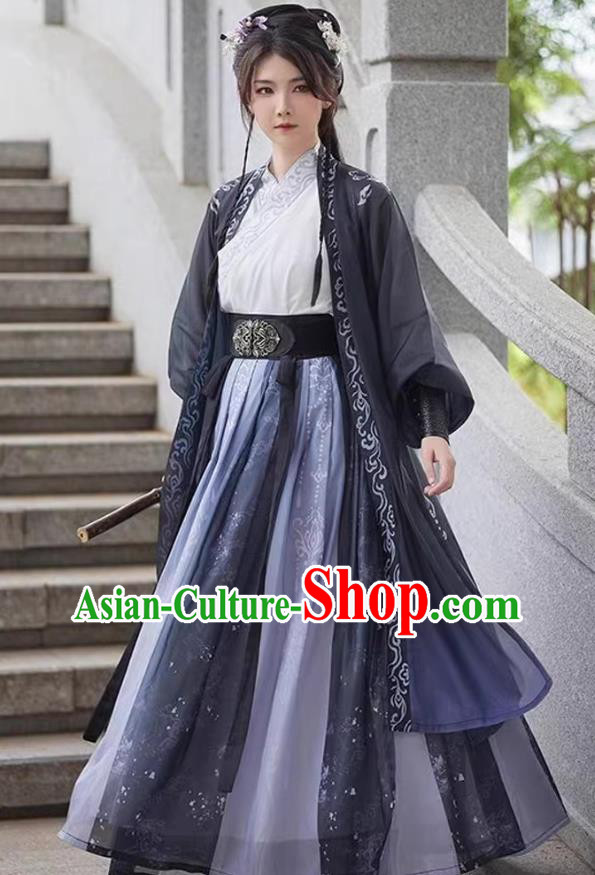China Ancient Swordsman Costumes Song Dynasty Young Hero Hanfu Large Size Waist Length Design Clothing