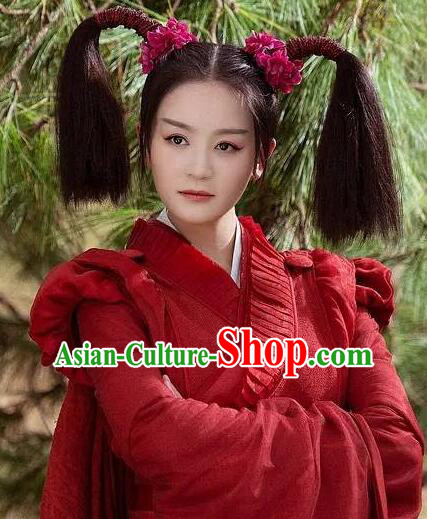 2021 TV Series Demi Gods and Semi Devils China Ancient Ling Jiu Palace Master Tianshan Tonglao Replica Costume Red Dress