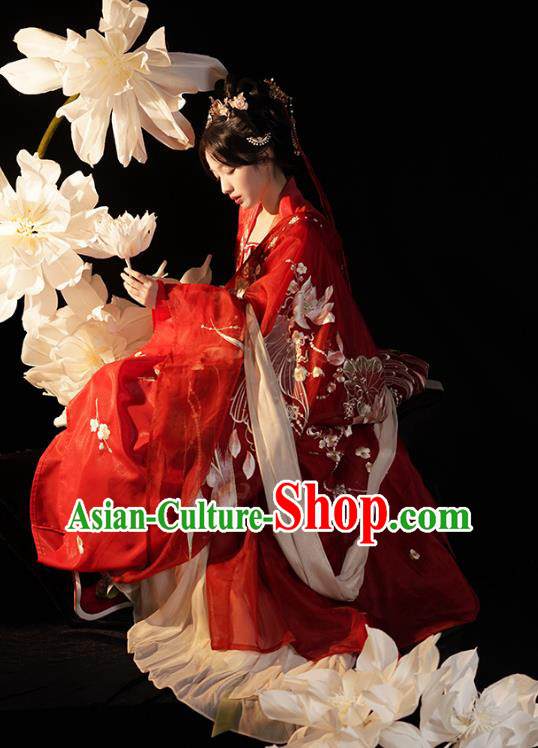China Ancient Noble Beauty Clothing Tang Dynasty Empress Costumes Traditional Embroidered Hanfu Dresses