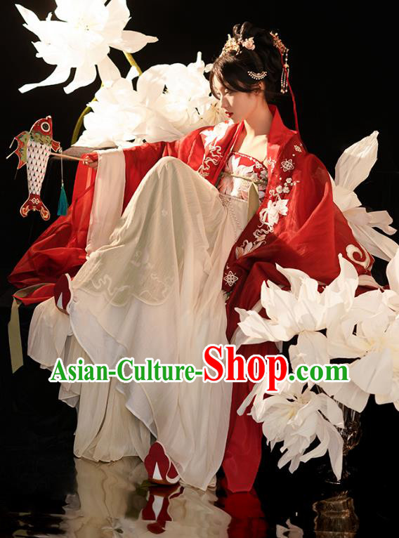 China Ancient Noble Beauty Clothing Tang Dynasty Empress Costumes Traditional Embroidered Hanfu Dresses