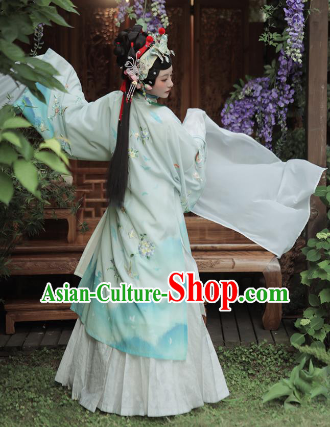 China Ancient Ming Dynasty Court Woman Costume Traditional Shaoxing Opera Water Sleeve Hanfu Dresses