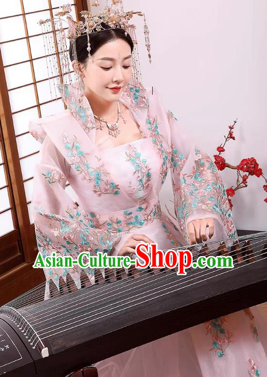 China Ancient Imperial Consort Costume Tang Dynasty Empress Clothing Pink Hanfu Dress