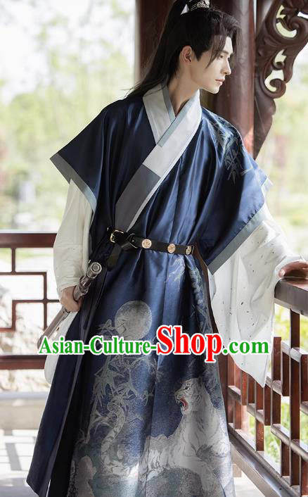 China Ming Dynasty Young Childe Historical Costumes Ancient Swordsman Hanfu Outfit