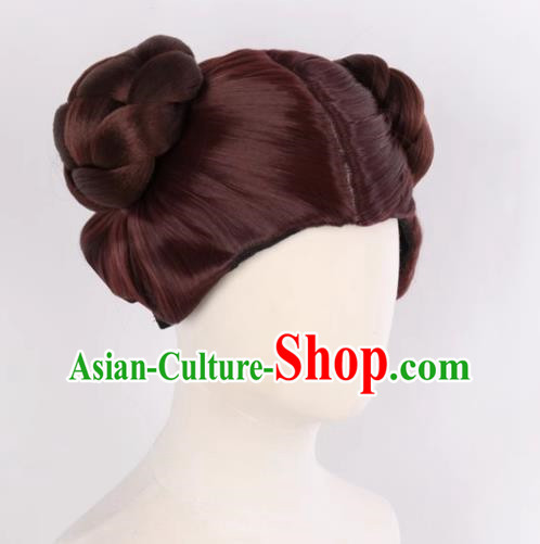 Brown Fitted Bun Style Cosplay Wig