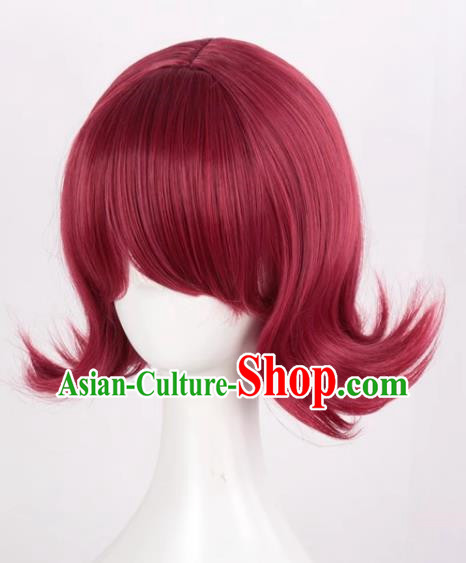 Arknights Ark Angel Burgundy Reversed Short Hair Cosplay Anime Full Wig