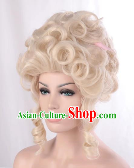 Fluffy European And American Queen Sand Apricot Color Slightly Curly High Temperature Wire Dance Cosplay Cos Wig