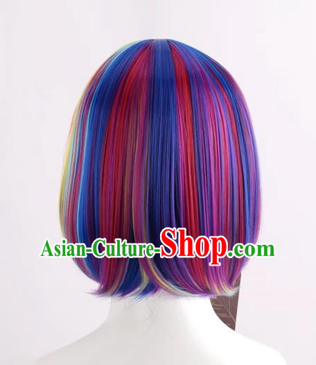 Rainbow Color Bob Hair Student Bobo Wig Color Masquerade Fans Cos Short Straight Hair