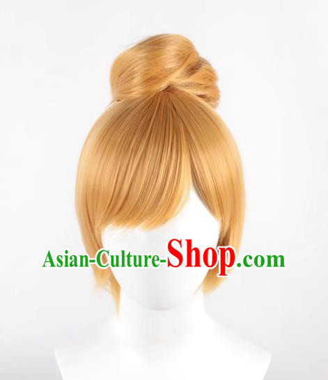 Wonderful Fairy Tinker Bell Animation Wig Golden Single Hair Cosplay Wig