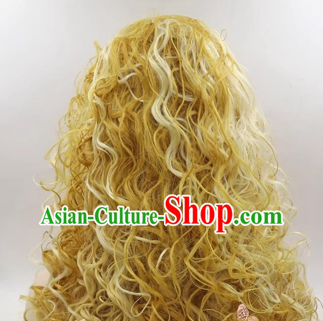 Screw Roll African Long Curly Hair Dirty Braids European And American Style Cosplay Ladies Curly Hair Mixed Blonde Wig