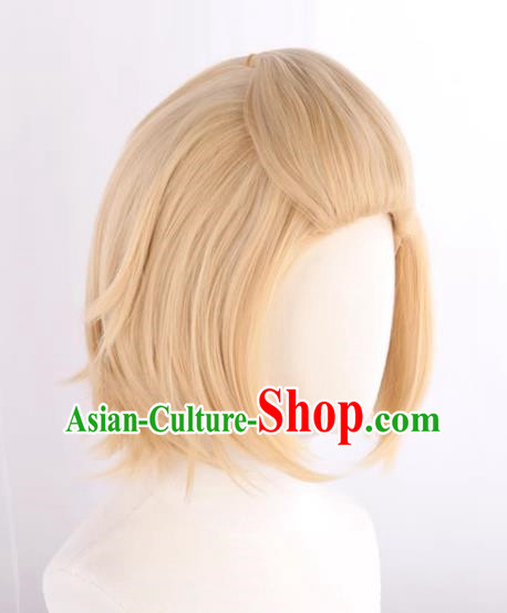 Tokyo Swastika Avengers Sano Manjiro Light Blond Big Back Curly Short Hair Cos Wig