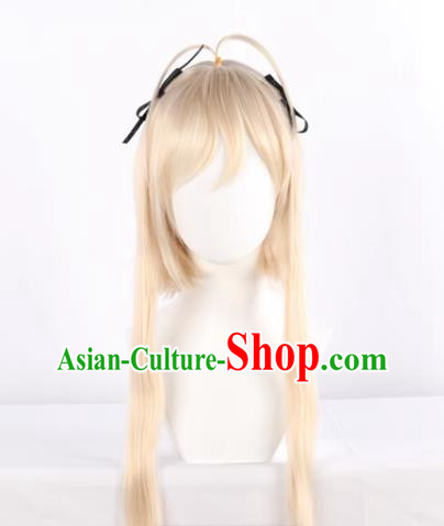 Yuan Zhikong Kasugano Qiongqiongqiongmei Thin Ponytail Rice Gold Cos Wig