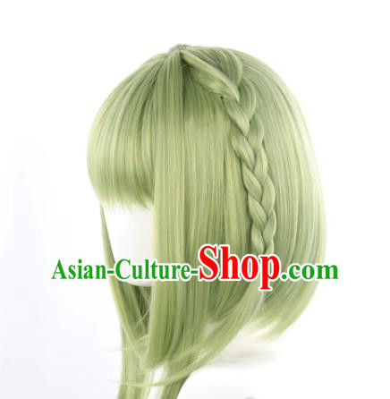 Earth Bound Boy Hanako Kun Nanafeng Sakura Cos Wig Light Green Inner Buckle Long Sideburns Braid