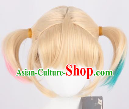 Harley Quinn Gradient Short Ponytail Cosplay Anime Wig