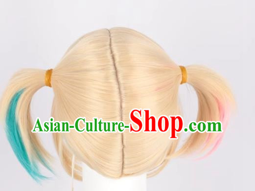 Harley Quinn Gradient Short Ponytail Cosplay Anime Wig