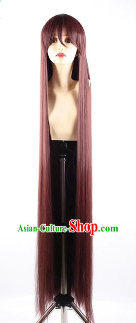 Lezheng Lingyi Honglian 150CM Red Brown Long Straight Hair Cosplay Wig