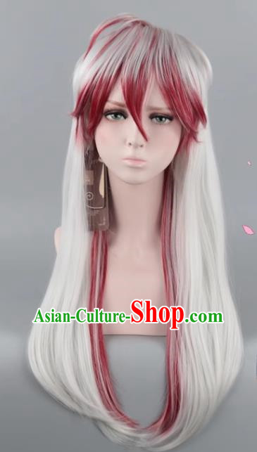 Onmyoji Demon Fox Fox Faced Elegant Man With Silver White Gradient Red COS Wig