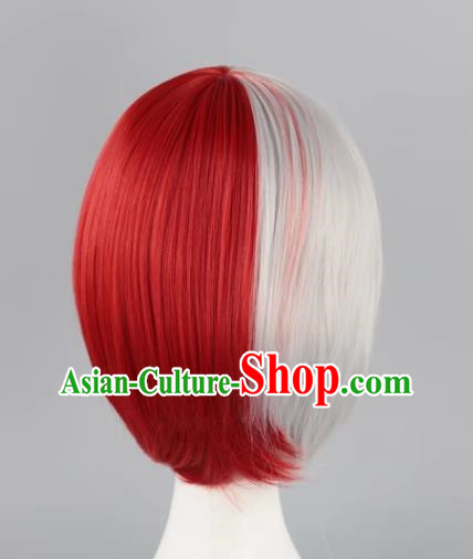 Todoroki My Hero Academia Red And White Short Straight Hair Cosplay Wig