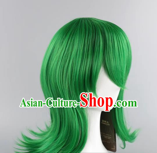 Inside Out Hates The Reverse Warped Mixed Green Short Hair Flip Up Style Cosplay Anime Wig