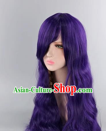 Vocaloid Sword Spring And Autumn Mo Qingxian 80CM Dark Purple Arjuna Maru Long Curly Hair COS Wig