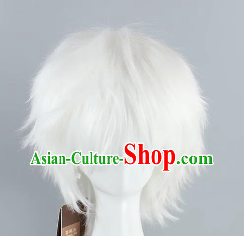 Gintama Sakata Gintoki Minghu Reversed Fluffy Qisili White Men Short Hair Cos Wig