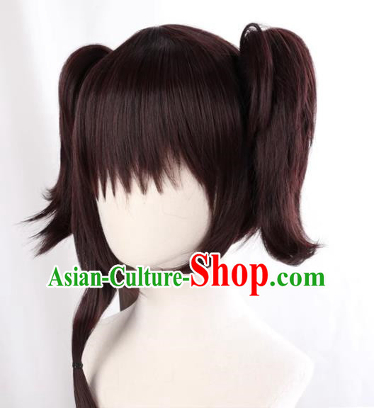 Iron Fortress Cabanelli Unnamed Dark Brown Split Double Tiger Clip Female Cosplay Wig