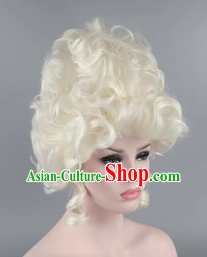 Fluffy Curly Hair Platinum Aristocratic Queen Palace Masquerade Cos Wig