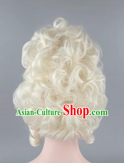 Fluffy Curly Hair Platinum Aristocratic Queen Palace Masquerade Cos Wig